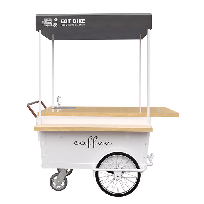 コーヒー販売のためにユーザー フレンドリー4つの車輪の通りのコーヒー バイクを手で押して下さい