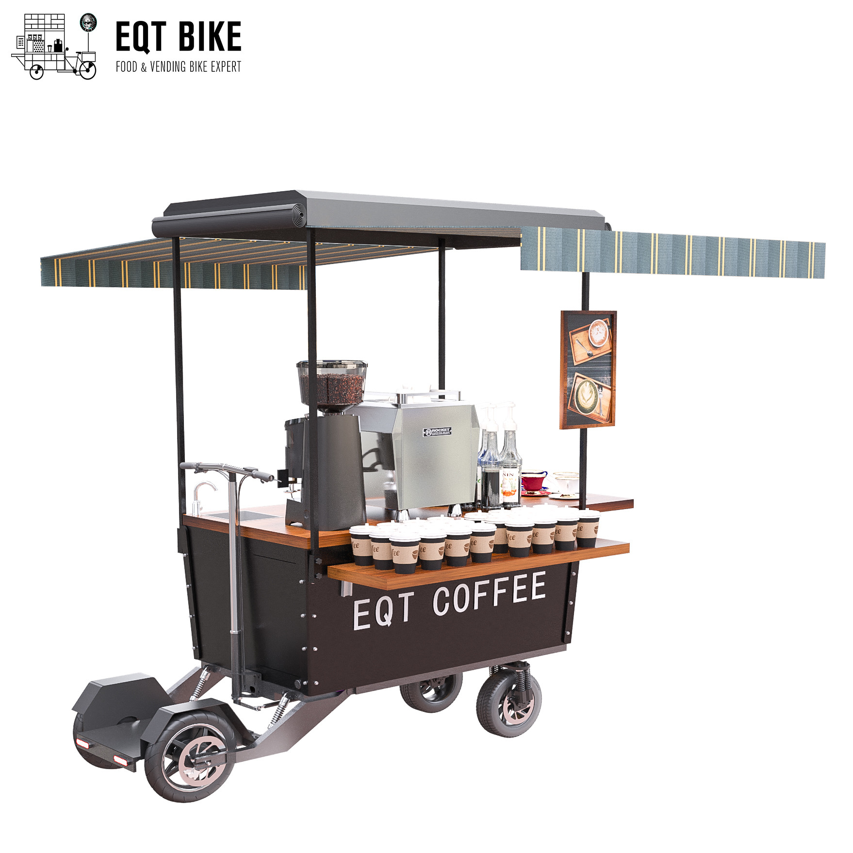 防水通りのディスク ブレーキが付いている販売のコーヒー バイクのカート